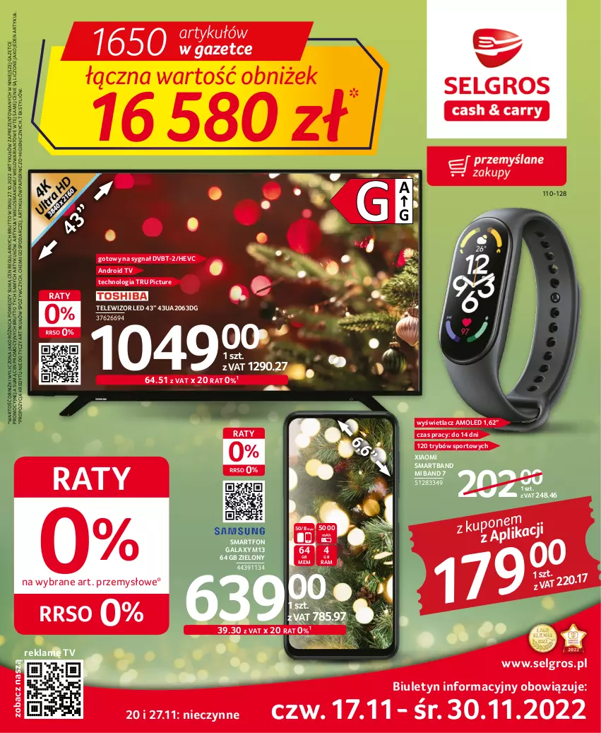 Gazetka promocyjna Selgros - Oferta przemysłowa - ważna 17.11 do 30.11.2022 - strona 1 - produkty: Amol, Android TV, Gala, LG, Papier, Por, Smartband, Smartfon, Sport, Telewizor