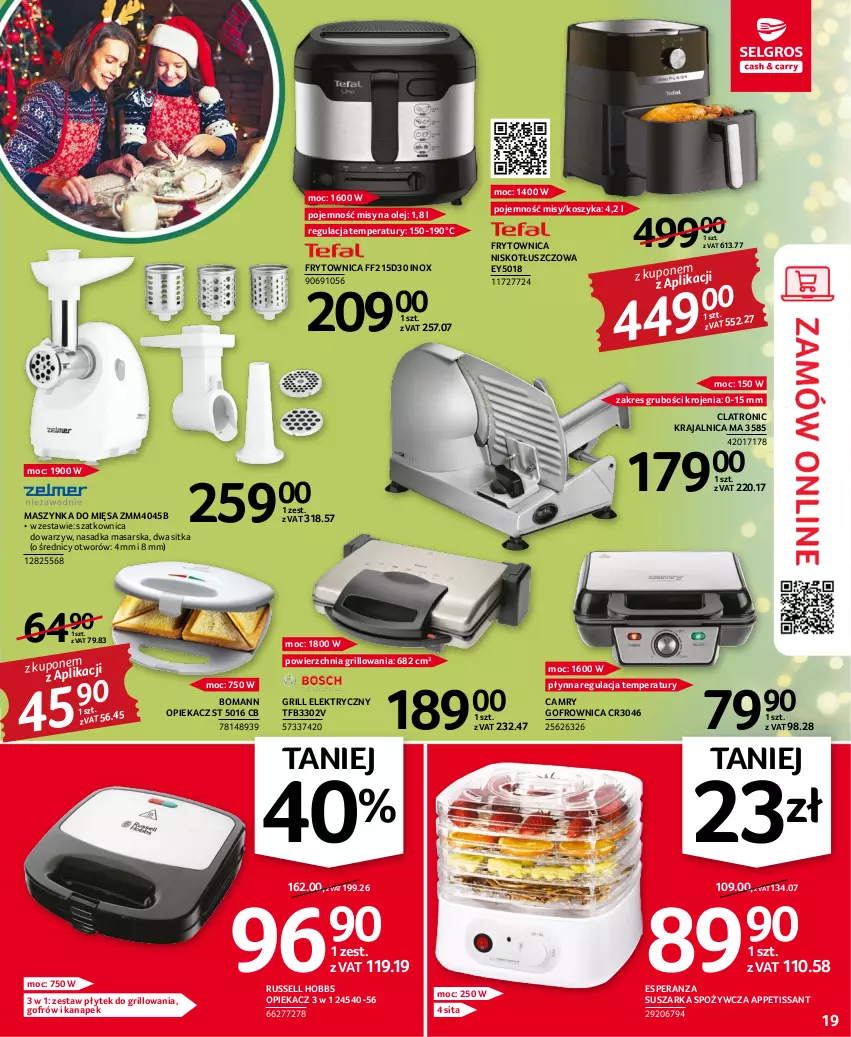 Gazetka promocyjna Selgros - Oferta przemysłowa - ważna 17.11 do 30.11.2022 - strona 19 - produkty: Gofrownica, Grill, Kosz, Maszynka, Olej, Suszarka, Szatkownica, Szynka