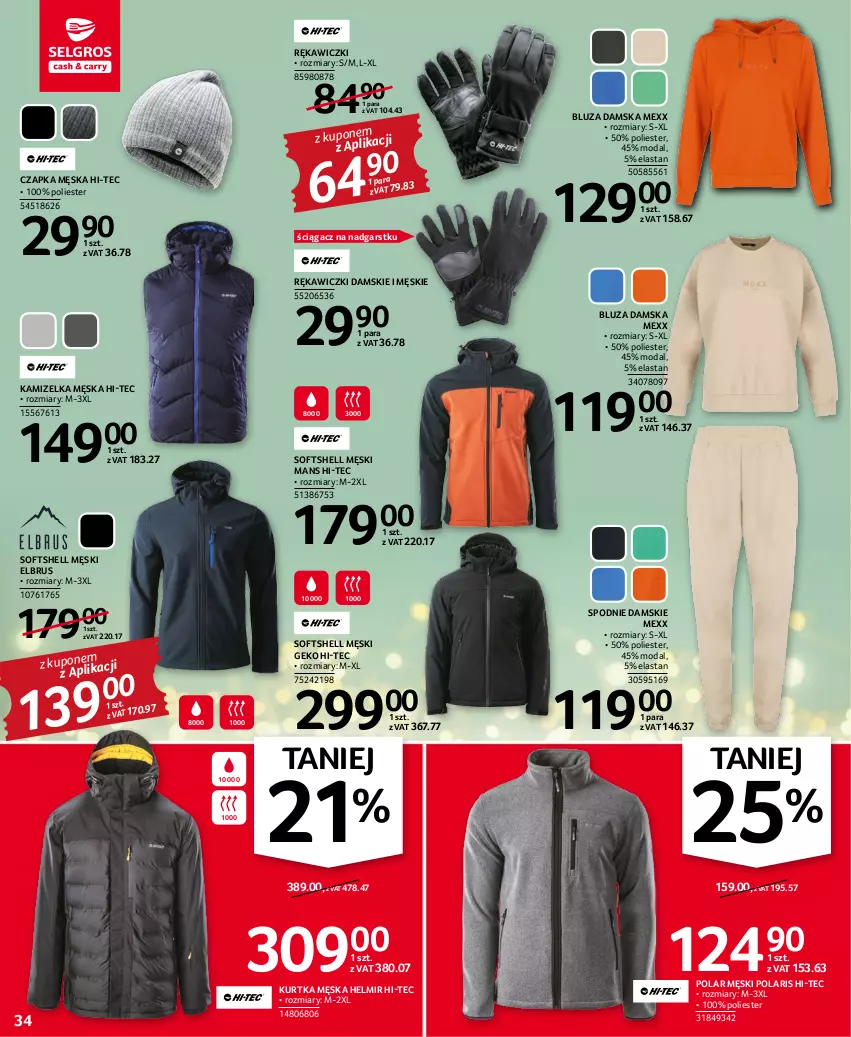 Gazetka promocyjna Selgros - Oferta przemysłowa - ważna 17.11 do 30.11.2022 - strona 34 - produkty: Bluza, Czapka, Hi-Tec, Kamizelka, Kurtka, Mexx, Moda, Spodnie