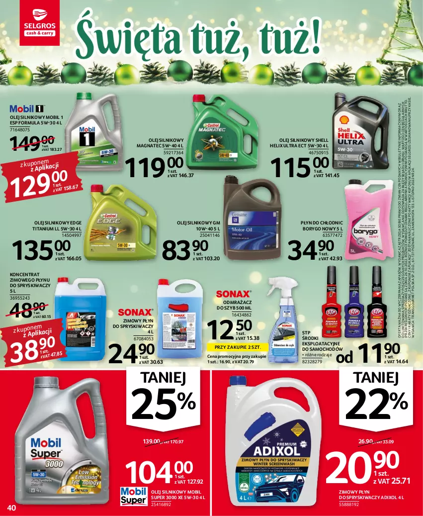 Gazetka promocyjna Selgros - Oferta przemysłowa - ważna 17.11 do 30.11.2022 - strona 40 - produkty: Fa, LG, Mobil, Odmrażacz do szyb, Olej, Olej silnikowy, Płyn do chłodnic, Płyn do spryskiwaczy, STP, Top, Tran