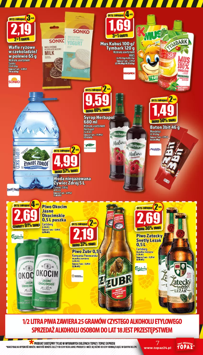 Gazetka promocyjna Topaz - Gazetka - ważna 15.10 do 19.10.2022 - strona 7 - produkty: Carlsberg, Herbapol, Koc, Okocim, Piwo, Top