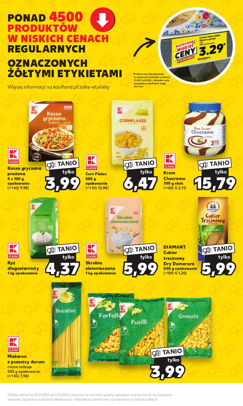 Gazetka promocyjna Kaufland - Kaufland - ważna 23.11 do 06.12.2023 - strona 11 - produkty: Corn flakes, Cukier, Cukier trzcinowy, Diamant, Gry, Kasza, Kasza gryczana, Makaron, Rum, Ryż, Skrobia ziemniaczana