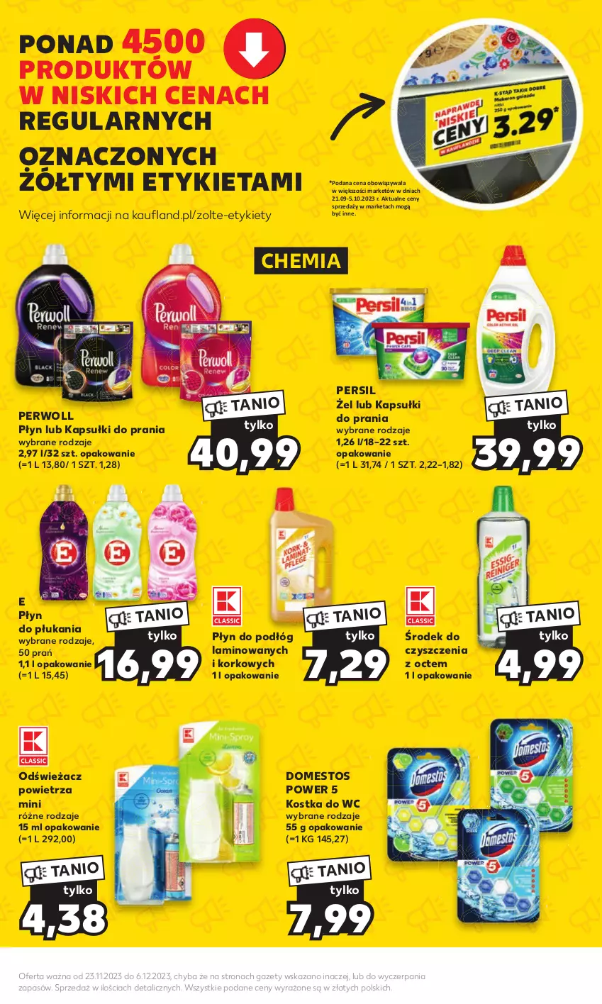 Gazetka promocyjna Kaufland - Kaufland - ważna 23.11 do 06.12.2023 - strona 23 - produkty: Domestos, Kapsułki do prania, Kostka do wc, Odświeżacz powietrza, Persil, Perwoll, Płyn do płukania