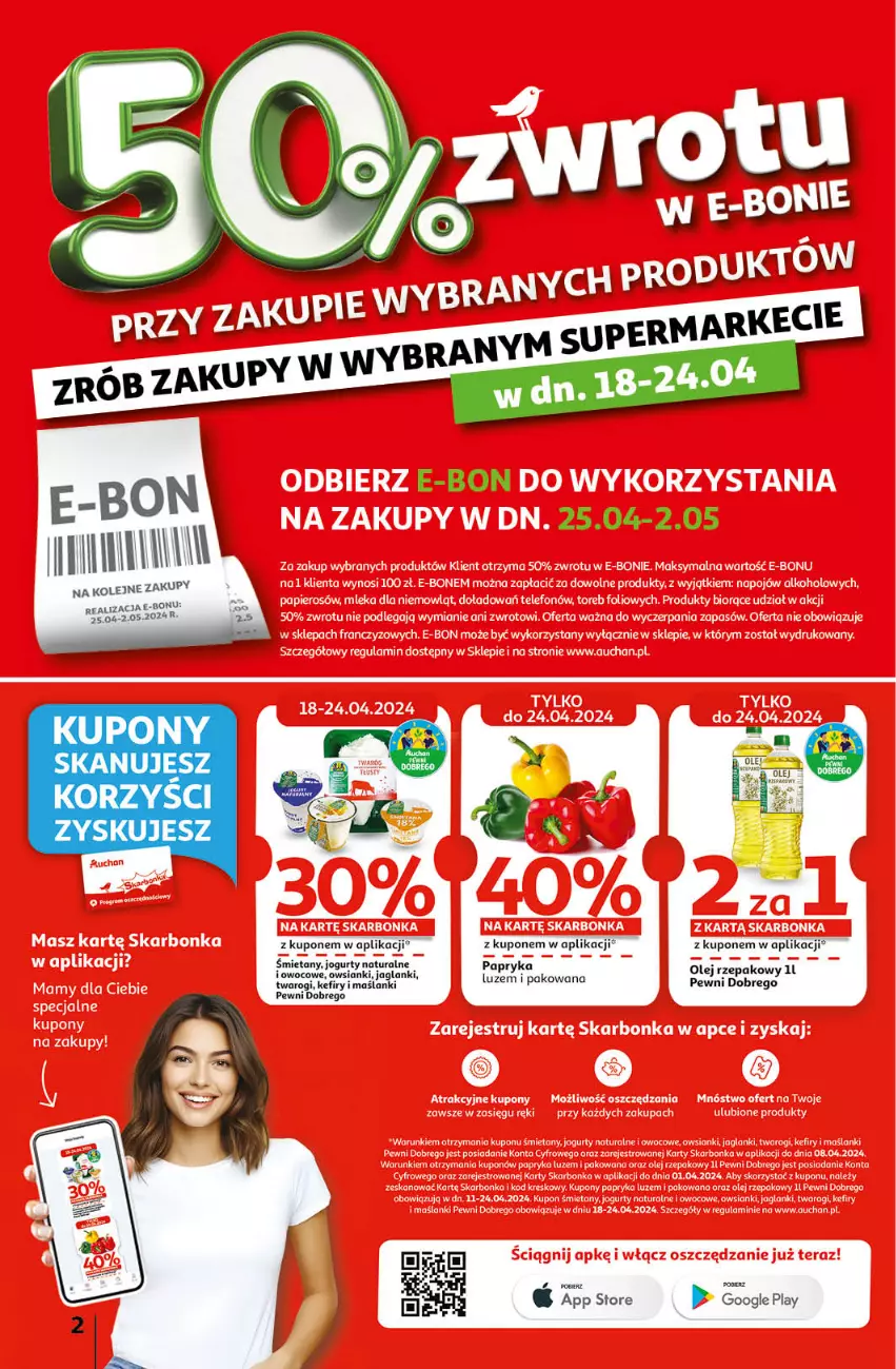 Gazetka promocyjna Auchan - Gazetka Oferty tygodnia! Moje Auchan - ważna 18.04 do 24.04.2024 - strona 2 - produkty: Olej