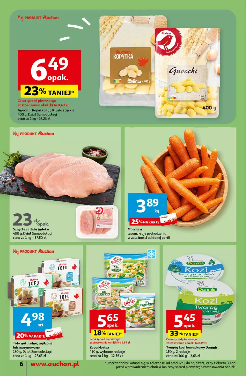 Gazetka promocyjna Auchan - Gazetka Oferty tygodnia! Moje Auchan - ważna 18.04 do 24.04.2024 - strona 6 - produkty: Gnocchi, Hortex, HP, Kopytka, Ser, Tofu, Twaróg, Zupa