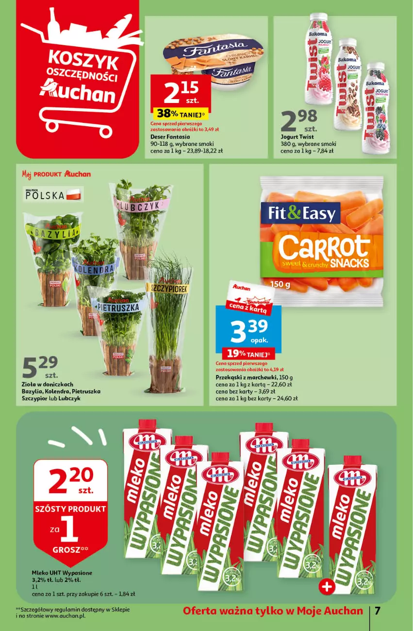 Gazetka promocyjna Auchan - Gazetka Oferty tygodnia! Moje Auchan - ważna 18.04 do 24.04.2024 - strona 7 - produkty: Bakoma, Bazyl, Bazylia, Deser, Fa, Fanta, Jogurt, Kolendra, Mleko, Pietruszka, Ser