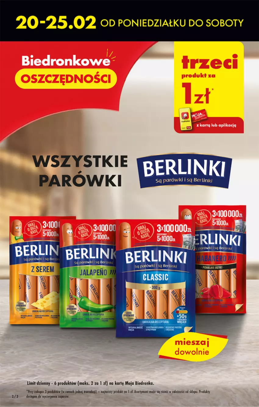 Gazetka promocyjna Biedronka - ważna 20.02 do 25.02.2023 - strona 2 - produkty: Berlinki, Dron, NBA, Parówki, Ser