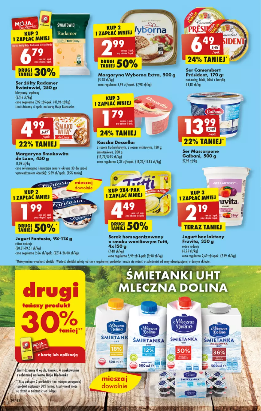 Gazetka promocyjna Biedronka - ważna 20.02 do 25.02.2023 - strona 24 - produkty: Bazyl, Camembert, Dron, Fa, Fanta, Galbani, Jogurt, Margaryna, Mascarpone, Mop, Radamer, Ser, Serek, Serek homogenizowany, Smakowita, Sok, Tera