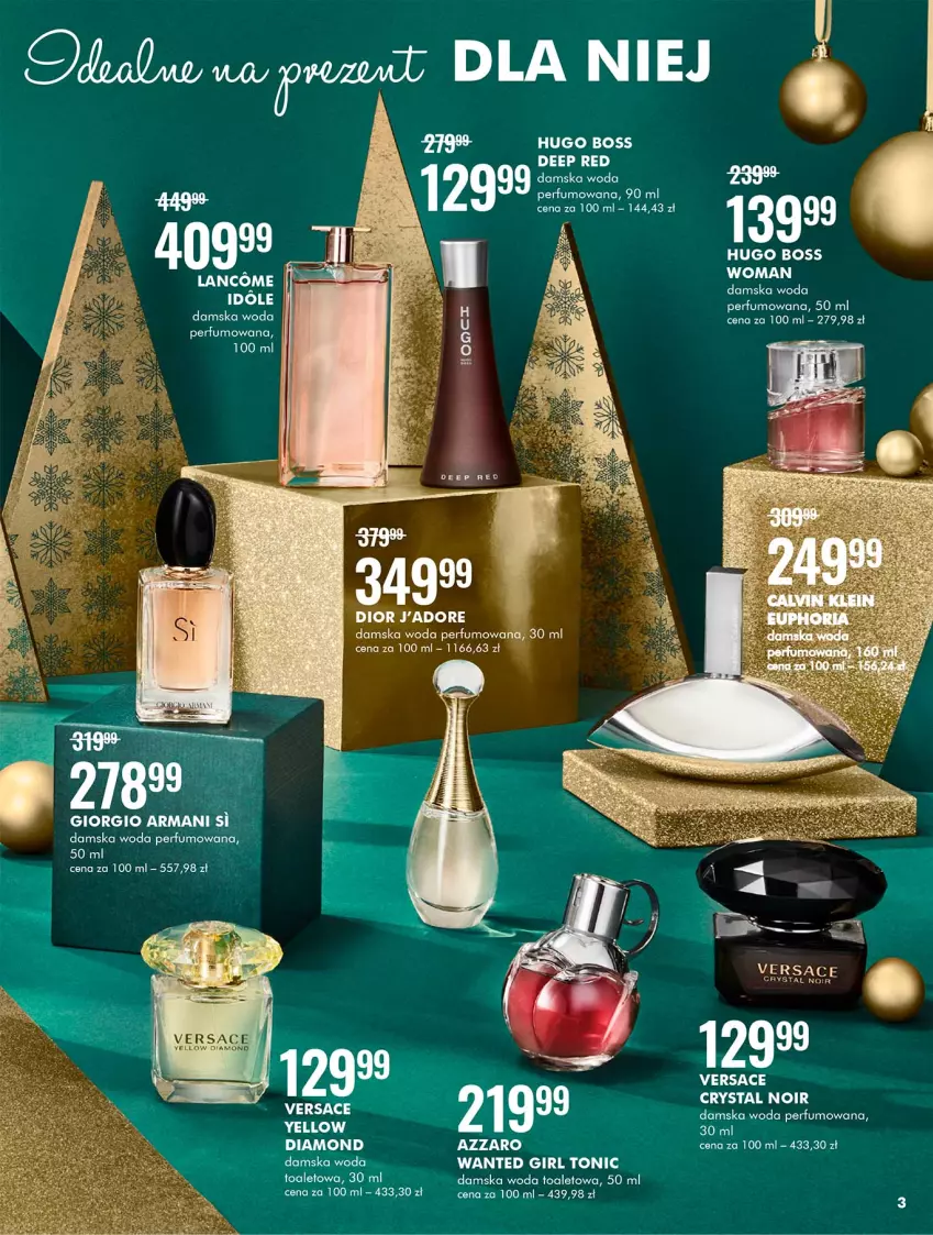 Gazetka promocyjna Super Pharm - Gazetka - ważna 01.12 do 24.12.2021 - strona 3 - produkty: Azzaro, Dior, Giorgio Armani, Hugo Boss, Perfum, Versace, Woda, Woda perfumowana, Woda toaletowa