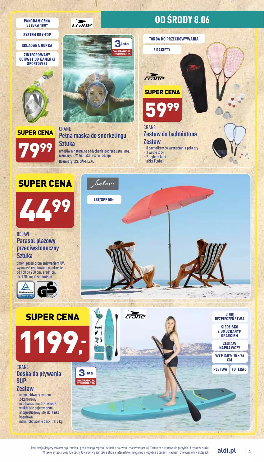 Gazetka promocyjna Aldi - Zaplanuj zakupy wcześniej - ważna 08.06 do 11.06.2022 - strona 4 - produkty: Gry, Inka, Maska, NBA, Parasol, Piec, Por, Siedzisko, Sok, Sport, Stojak, Tera, Top, Torba