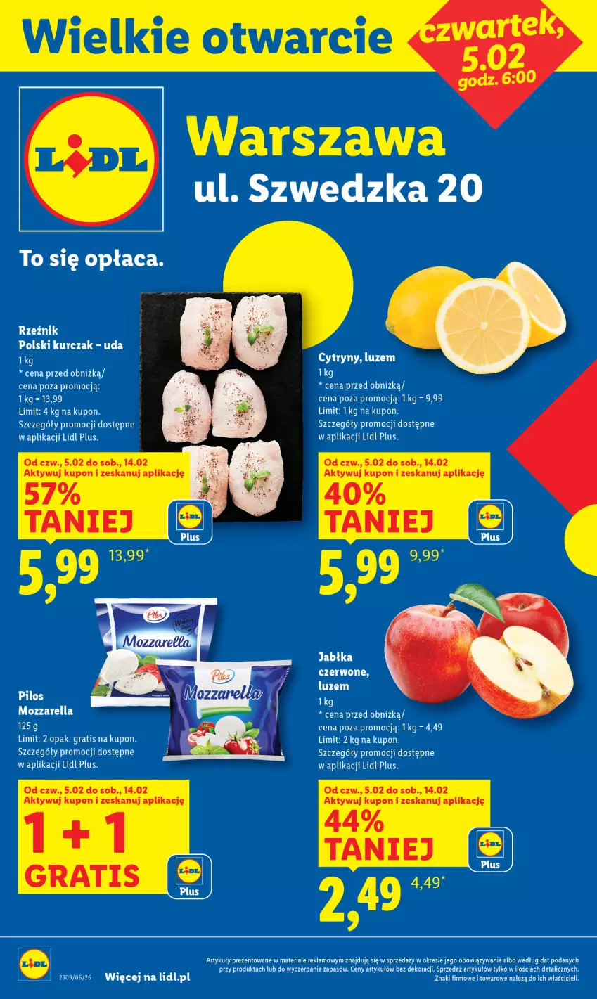 Gazetka promocyjna Lidl - Lidl w Warszawie - ważna 05.02 do 14.02.2026 - strona 1 - produkty: Cytryny, Gra, Jabłka, Kurczak, Pilos