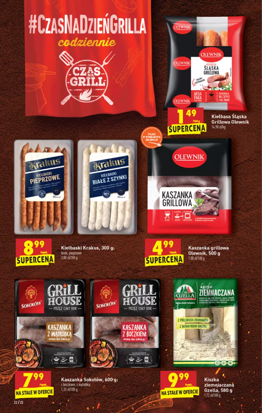 Gazetka promocyjna Biedronka - W tym tygodniu - ważna 22.04 do 28.04.2021 - strona 22 - produkty: Grill, Kasza, Kaszanka, Kiełbasa, Kiełbasa śląska, Krakus, Olewnik, Por, Sok, Sokołów, Top