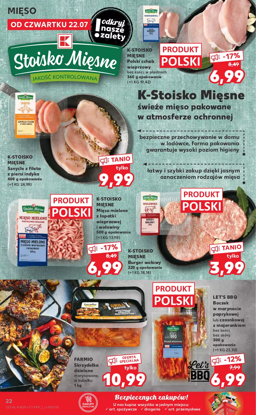 Gazetka promocyjna Kaufland - OFERTA TYGODNIA - ważna 22.07 do 28.07.2021 - strona 22 - produkty: Boczek, Burger, Fa, Mięso, Mięso mielone, Mięso mielone z łopatki wieprzowej, Piec, Schab wieprzowy, Sok