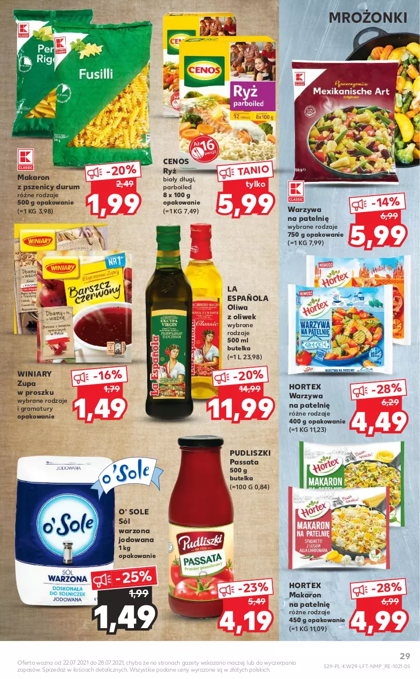 Gazetka promocyjna Kaufland - OFERTA TYGODNIA - ważna 22.07 do 28.07.2021 - strona 29 - produkty: Cenos, Gra, Hortex, Makaron, Oliwa z oliwek, Pudliszki, Rama, Rum, Ryż, Ryż biały, Sól, Warzywa, Winiary, Zupa