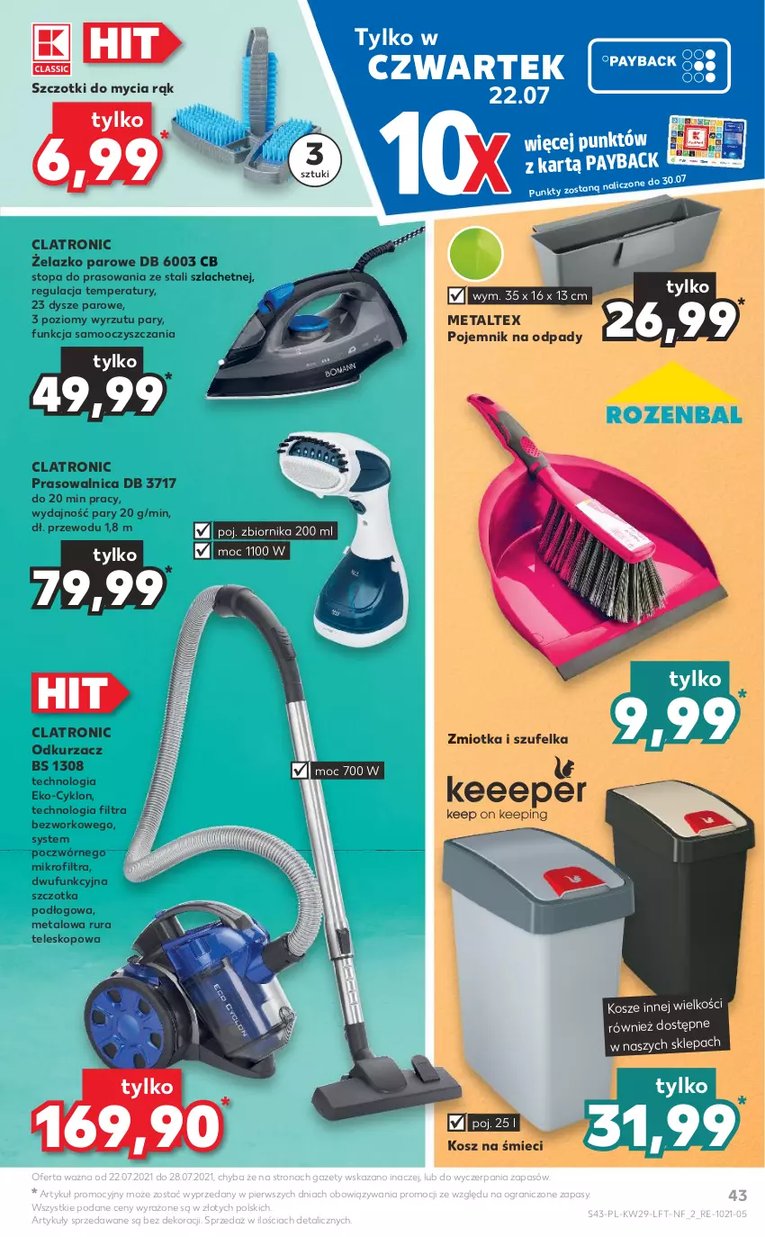 Gazetka promocyjna Kaufland - OFERTA TYGODNIA - ważna 22.07 do 28.07.2021 - strona 43 - produkty: Gra, Kosz, Odkurzacz, Pojemnik, Rura, Szczotka, Szufelka, Teleskop, Top