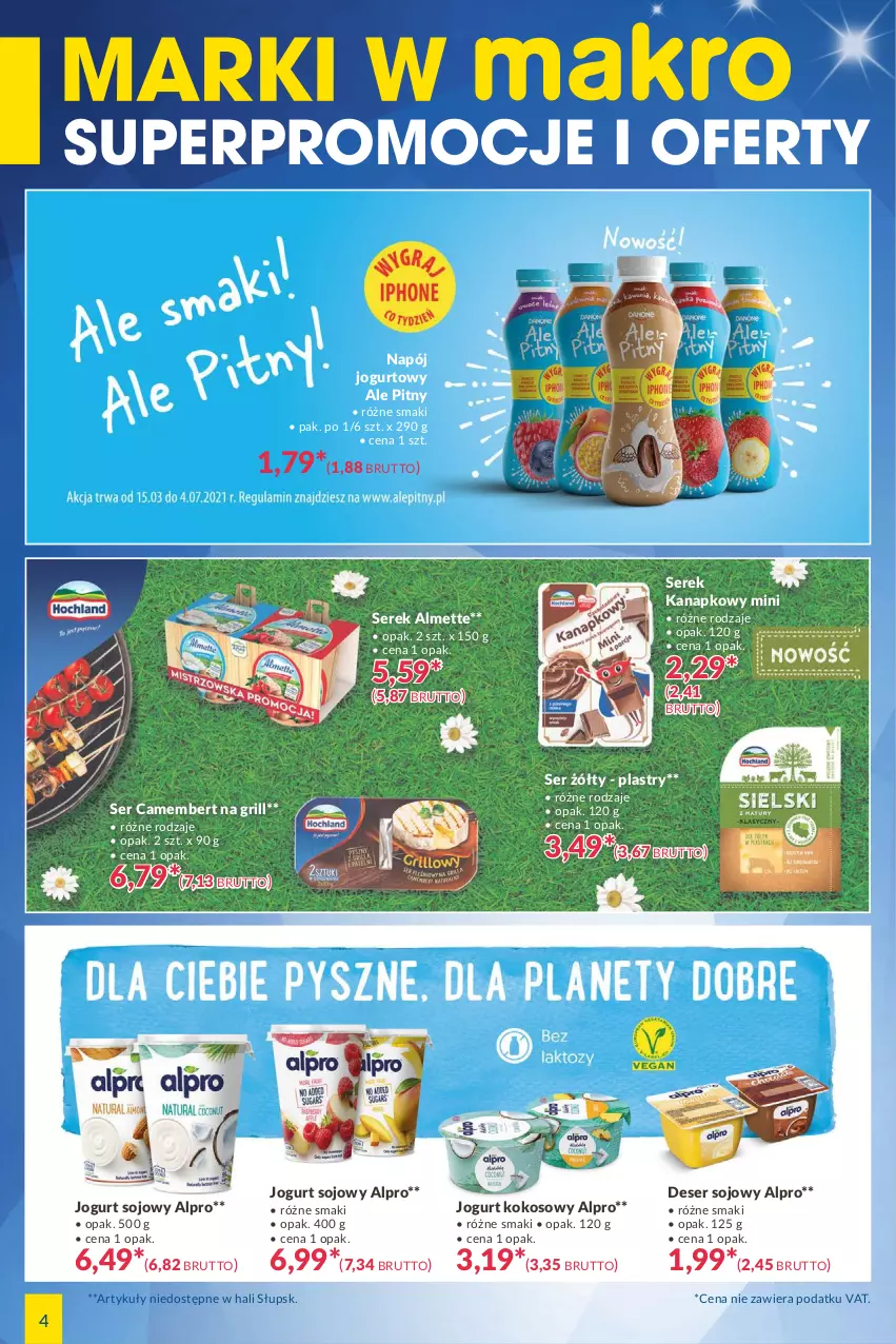 Gazetka promocyjna Makro - [Oferta specjalna] Marki w MAKRO - ważna 01.06 do 14.06.2021 - strona 4 - produkty: Almette, Alpro, Camembert, Deser, Grill, Jogurt, Kokos, Napój, Napój jogurtowy, Ser, Serek, Serek kanapkowy