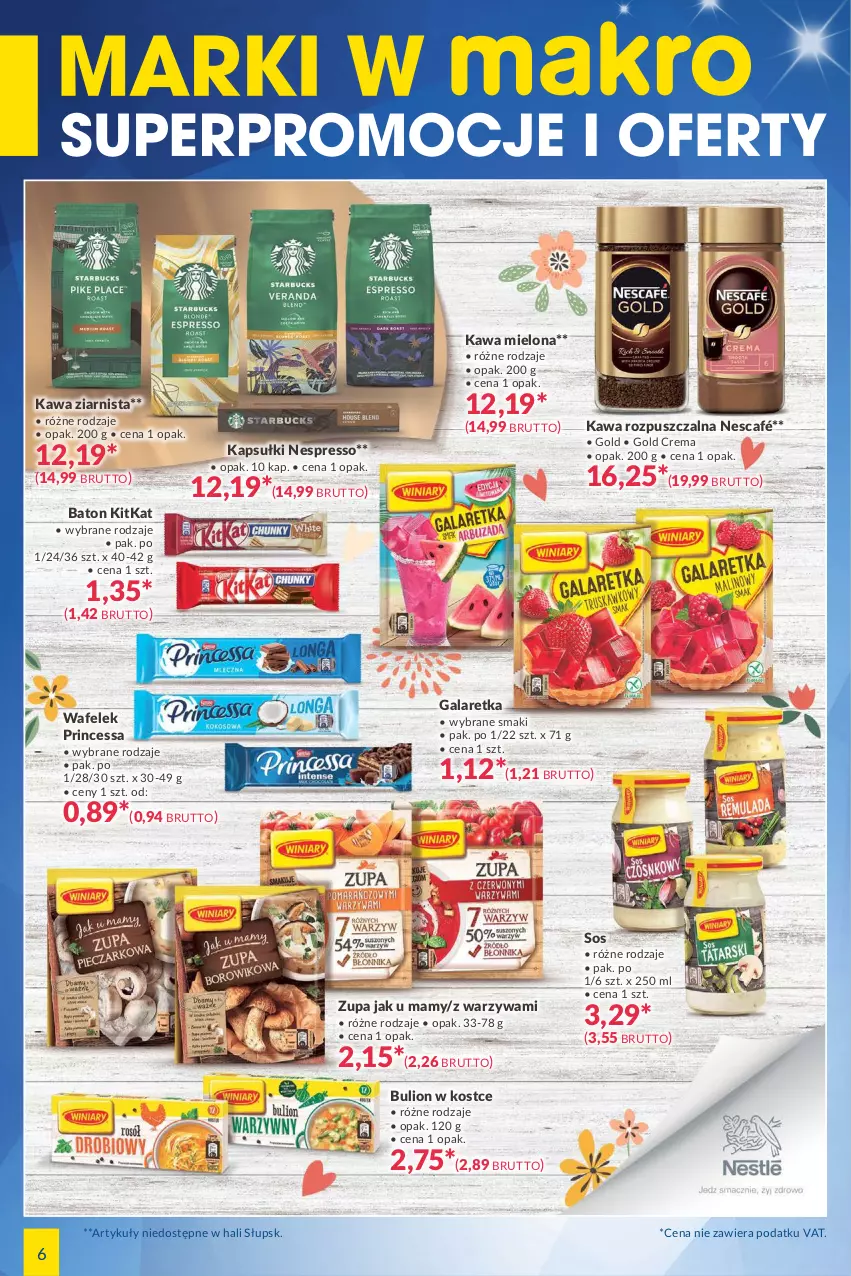 Gazetka promocyjna Makro - [Oferta specjalna] Marki w MAKRO - ważna 01.06 do 14.06.2021 - strona 6 - produkty: Baton, Bulion, Gala, Galaretka, Kawa, Kawa mielona, Kawa rozpuszczalna, Kawa ziarnista, Lion, Nescafé, Princessa, Sos, Wafelek, Warzywa, Zupa