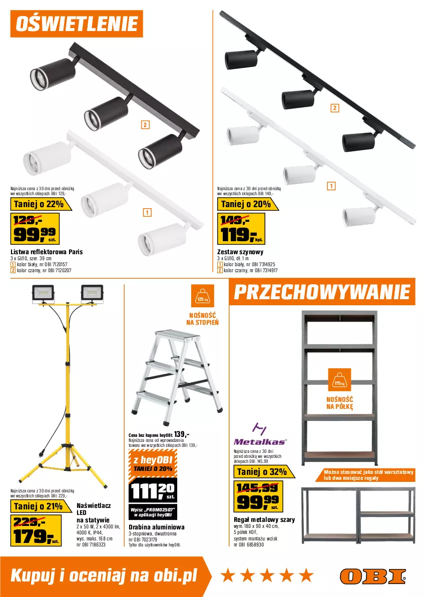 Gazetka promocyjna Obi - Gazetka OBI - ważna 23.04 do 06.05.2025 - strona 13 - produkty: Bateria, Bateria kuchenna, Drabina, Dulux, Fa, Kuchnia, Lakier, Lazur, Listwa, Naświetlacz, Naświetlacz LED, Por, Reflektor, Regał, Regał metalowy, Stół, Stół warsztatowy, Syfon, Top, Zlew, Zlewozmywak