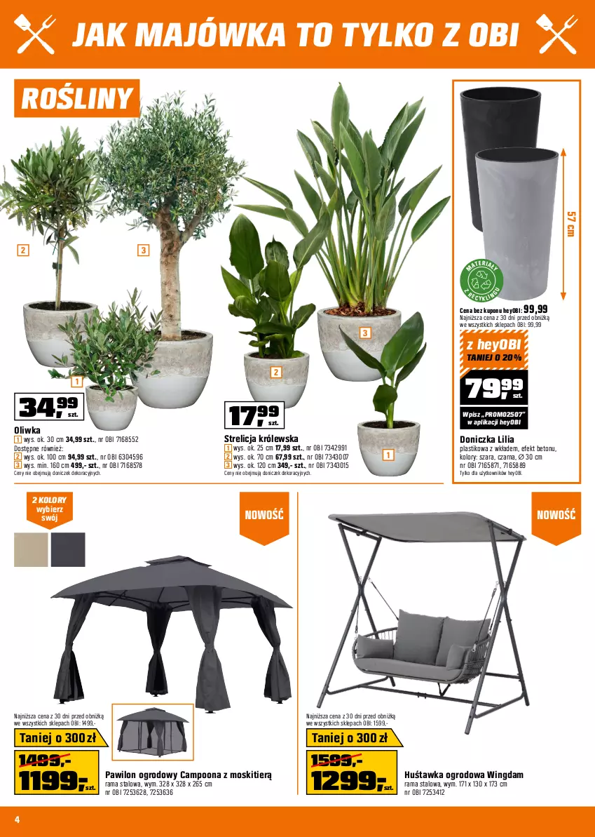 Gazetka promocyjna Obi - Gazetka OBI - ważna 23.04 do 06.05.2025 - strona 4 - produkty: Huśtawka, Kokos, Palma, Rama