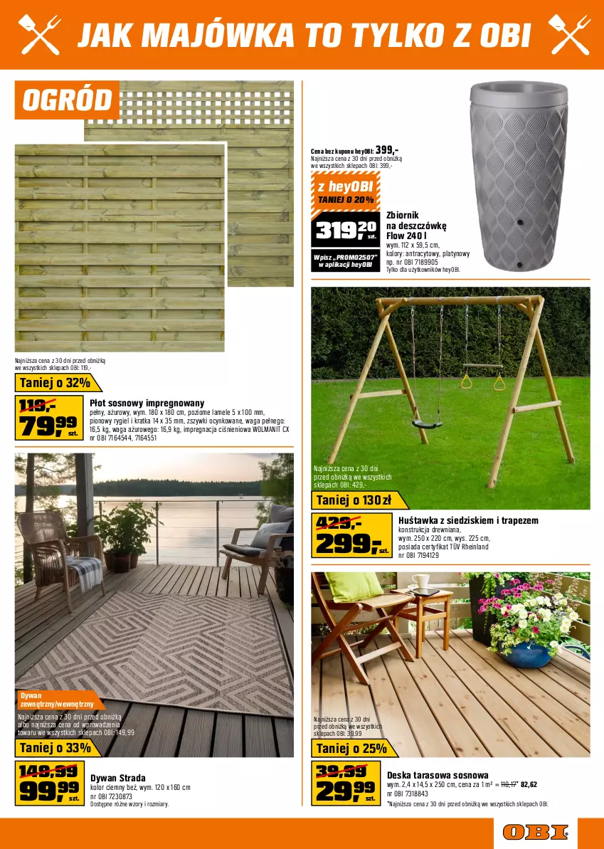 Gazetka promocyjna Obi - Gazetka OBI - ważna 23.04 do 06.05.2025 - strona 7 - produkty: Cynk, Drzwi, Dywan, Grill, Grill gazowy, Huśtawka, Ogród, Olma, Sos, Stek, Stolik, Termometr, Waga