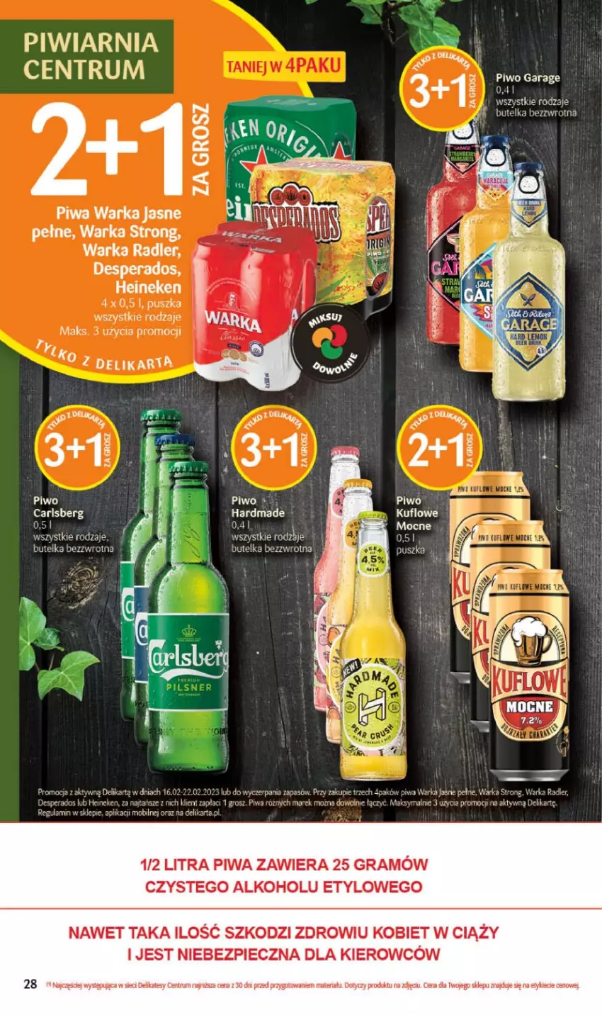 Gazetka promocyjna Delikatesy Centrum - Gazetka DC07 - ważna 16.02 do 22.02.2023 - strona 28 - produkty: Desperados, Gra, Heineken, Mobil, Piec, Piwa, Piwo, Radler, Rum, Warka