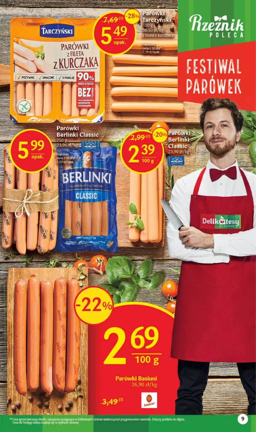 Gazetka promocyjna Delikatesy Centrum - Gazetka DC07 - ważna 16.02 do 22.02.2023 - strona 9 - produkty: Berlinki, Kurczak, Morliny, Ocet, Parówki, Por, Rum