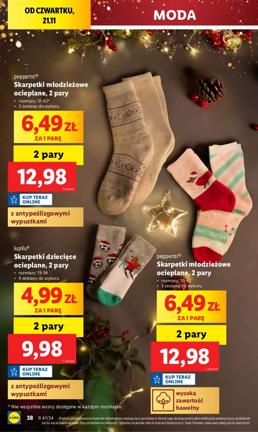 Gazetka promocyjna Lidl - GAZETKA - ważna 18.11 do 23.11.2024 - strona 40 - produkty: Dzieci, Karp, Moda, Skarpetki, Sok