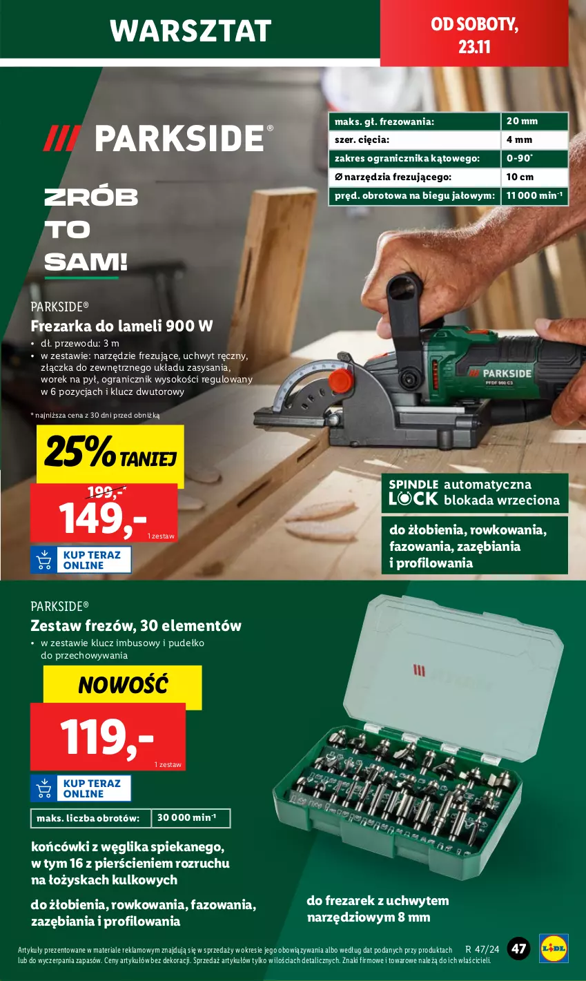 Gazetka promocyjna Lidl - GAZETKA - ważna 18.11 do 23.11.2024 - strona 51 - produkty: Fa, Frezarka, Gra, Parkside, Pudełko, Sok