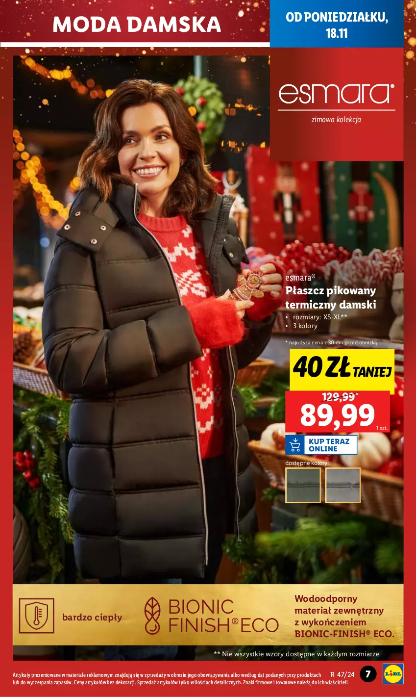 Gazetka promocyjna Lidl - GAZETKA - ważna 18.11 do 23.11.2024 - strona 7 - produkty: Finish, Moda, Płaszcz, Por