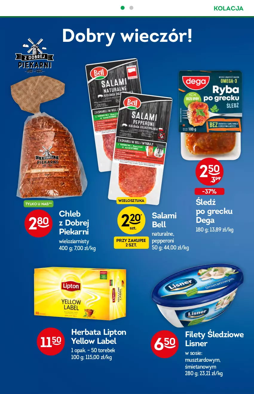 Gazetka promocyjna Żabka - ważna 22.09 do 28.09.2021 - strona 40 - produkty: Bell, Chleb, Dega, Herbata, Lipton, Lisner, Mus, O nas, Salami, Sos