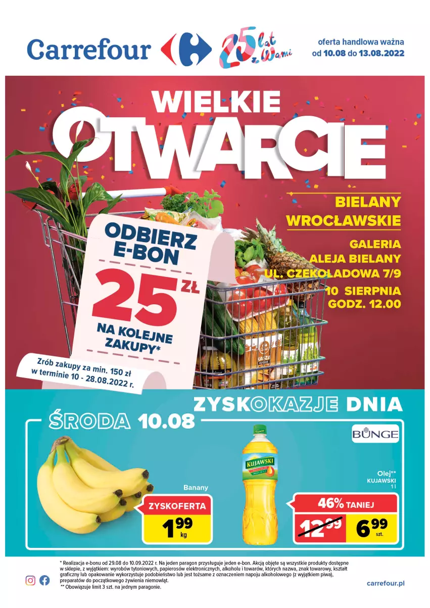 Gazetka promocyjna Carrefour - Gazetka Wielkie Otwarcie Bielany Wrocławskie - ważna 10.08 do 13.08.2022 - strona 1 - produkty: Gra, Olej, Papier, Piwa