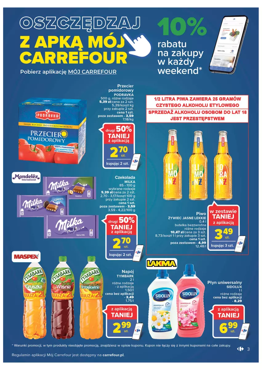 Gazetka promocyjna Carrefour - Gazetka Wielkie Otwarcie Bielany Wrocławskie - ważna 10.08 do 13.08.2022 - strona 3 - produkty: Czekolada, Gra, Kosz, LG, Milka, Napój, Piwa, Piwo, Podravka, Sidolux