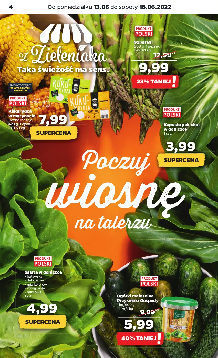 Gazetka promocyjna Netto - Gazetka spożywcza - ważna 13.06 do 18.06.2022 - strona 4 - produkty: Kukurydza, Masło, Piast, Przysmaki, Sałat, Talerz