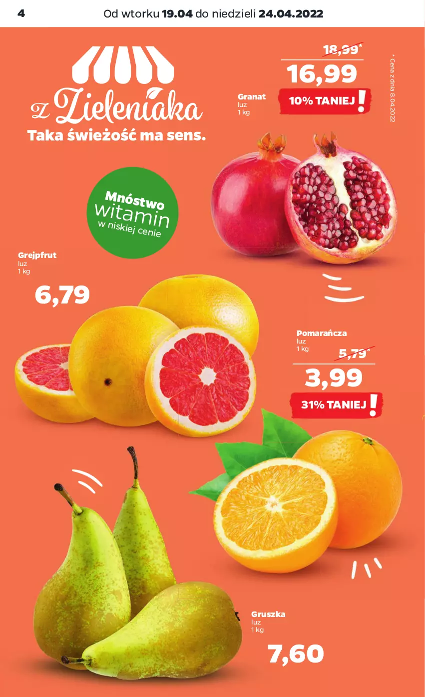 Gazetka promocyjna Netto - Gazetka spożywcza - ważna 19.04 do 24.04.2022 - strona 4 - produkty: Gra, Granat, Grejpfrut