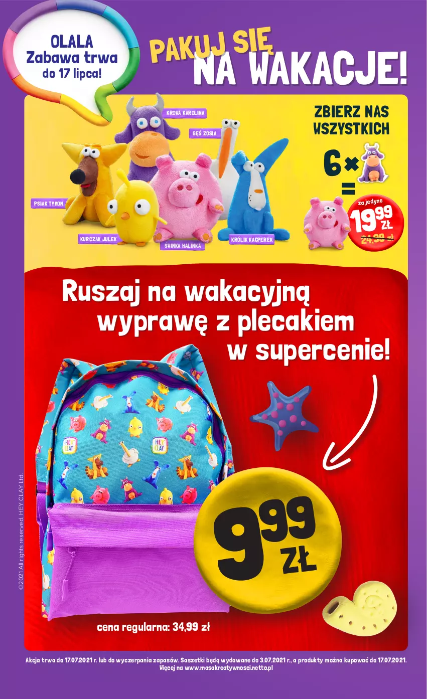 Gazetka promocyjna Netto - Gazetka spożywcza - ważna 21.06 do 27.06.2021 - strona 17 - produkty: Hey Clay, Inka, Królik, Kurczak, Plecak, Ser