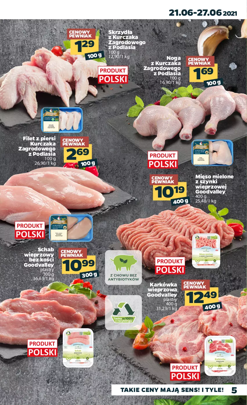 Gazetka promocyjna Netto - Gazetka spożywcza - ważna 21.06 do 27.06.2021 - strona 5 - produkty: Filet z piersi kurczaka, Karkówka wieprzowa, Kurczak, Mięso, Mięso mielone, Mięso mielone z szynki, Schab wieprzowy