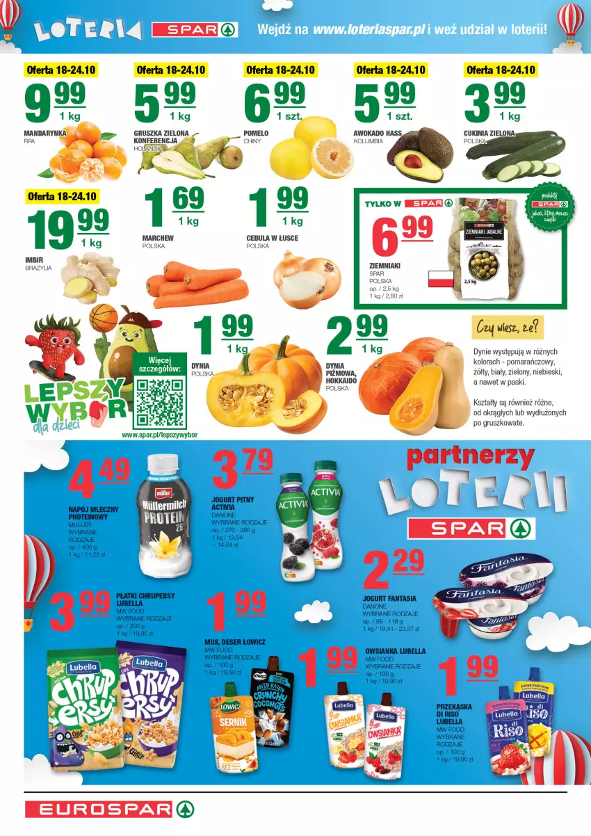 Gazetka promocyjna Spar - EuroSpar - ważna 15.10 do 25.10.2023 - strona 2 - produkty: AEG, Bell, Bella, Cebula, Danone, Deser, Fa, Fanta, Jogurt, Lubella, Mus, Napój, Napój mleczny, Owsianka, Pomelo, Ser, Ziemniaki