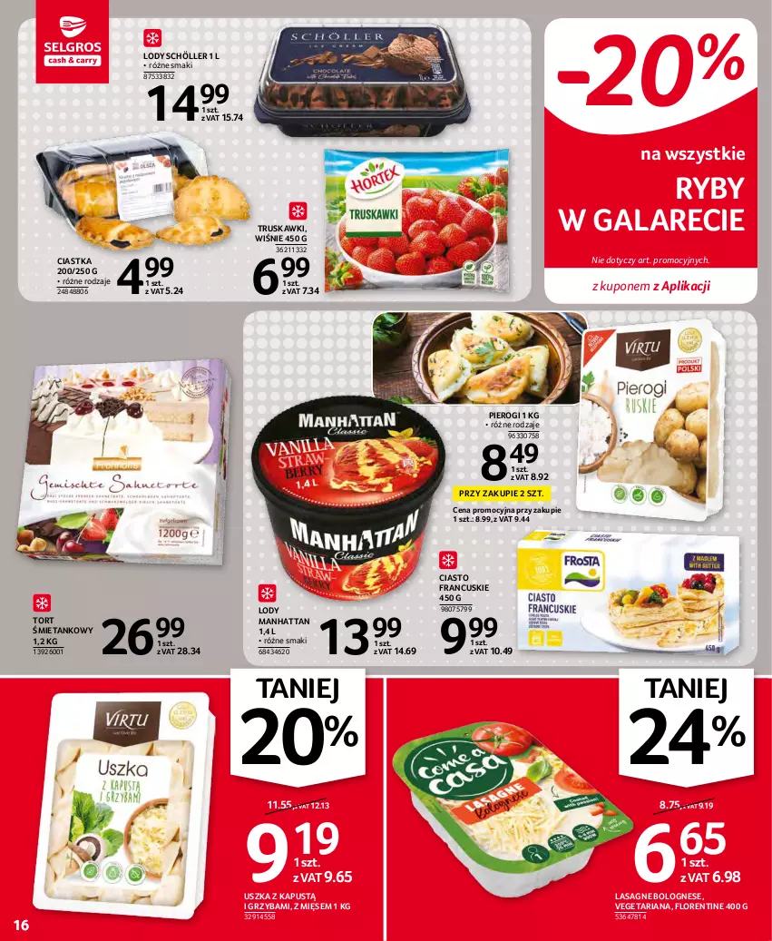 Gazetka promocyjna Selgros - Oferta spożywcza - ważna 25.11 do 01.12.2021 - strona 16 - produkty: Ciastka, Ciasto francuskie, Gala, Kapustą, Lasagne, Lasagne bolognese, Lody, Pierogi, Truskawki, Vegeta