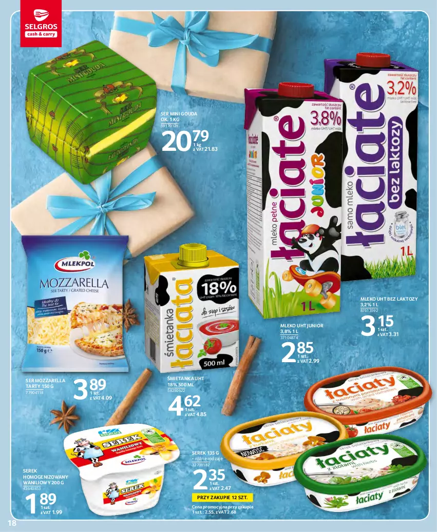 Gazetka promocyjna Selgros - Oferta spożywcza - ważna 25.11 do 01.12.2021 - strona 18 - produkty: Gouda, Mleko, Mozzarella, Ser, Serek, Serek homogenizowany