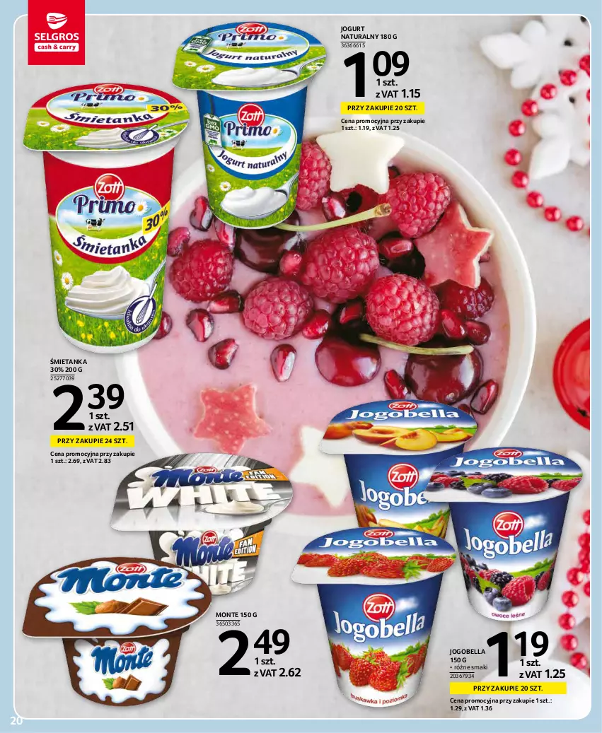 Gazetka promocyjna Selgros - Oferta spożywcza - ważna 25.11 do 01.12.2021 - strona 20 - produkty: Bell, Bella, Jogobella, Jogurt, Jogurt naturalny, Monte