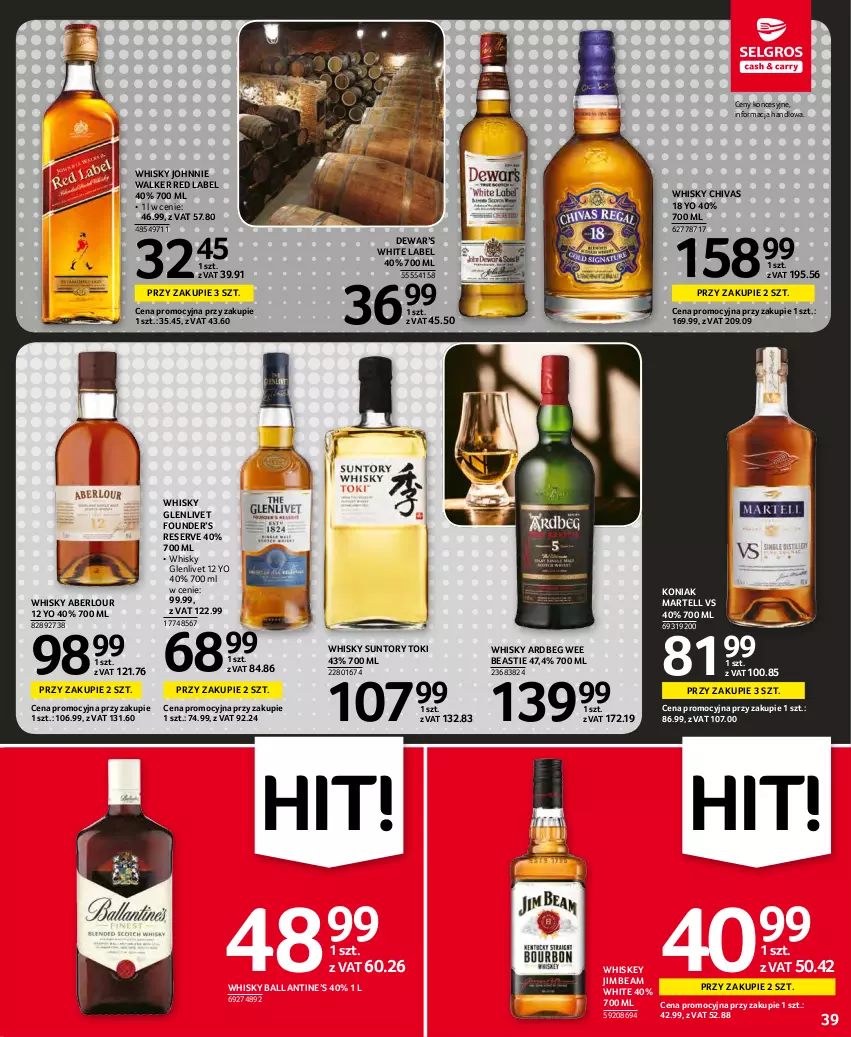 Gazetka promocyjna Selgros - Oferta spożywcza - ważna 25.11 do 01.12.2021 - strona 39 - produkty: Jim Beam, Johnnie Walker, Ser, Whiskey, Whisky