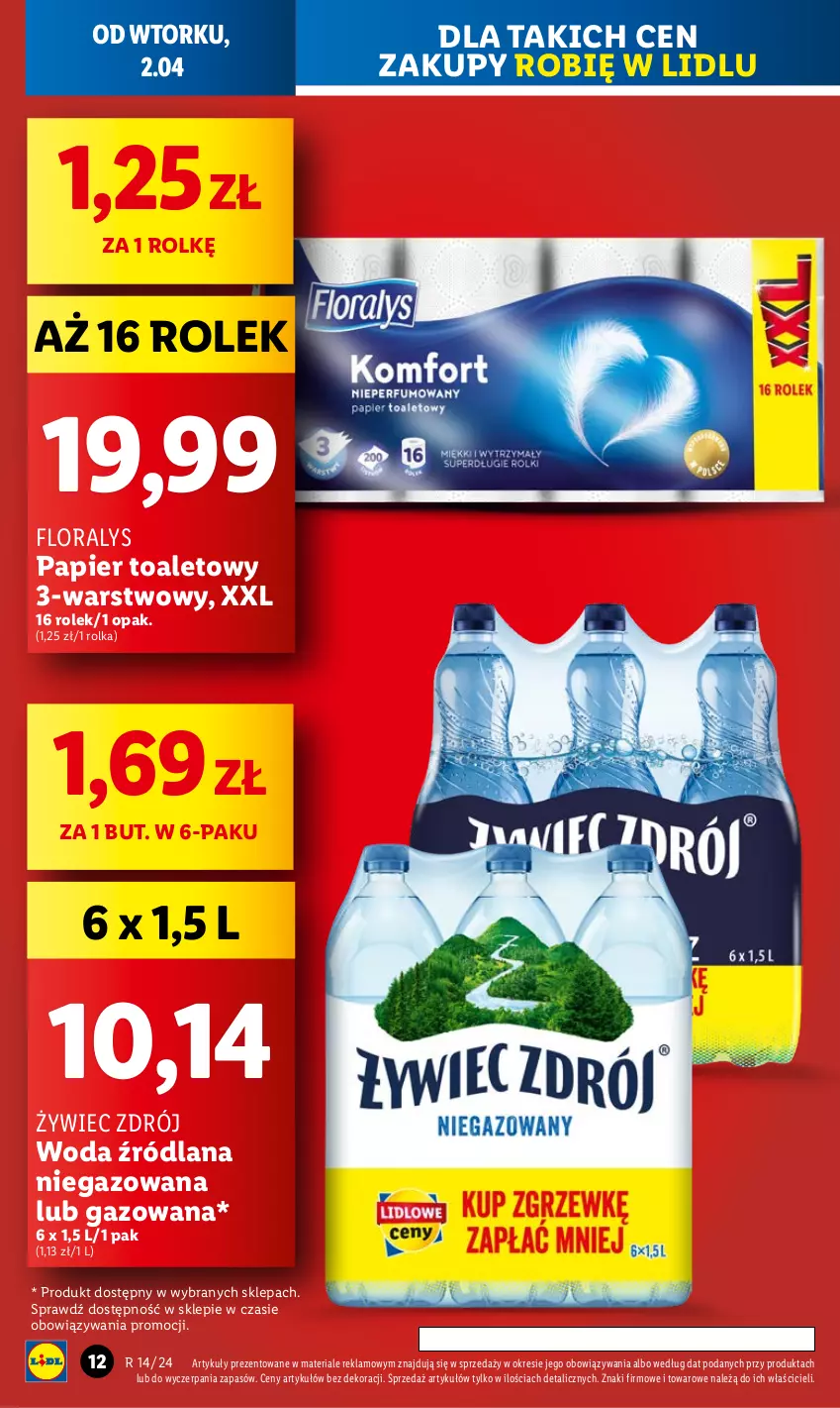 Gazetka promocyjna Lidl - GAZETKA - ważna 02.04 do 03.04.2024 - strona 12 - produkty: Flora, LANA, Papier, Papier toaletowy, Woda