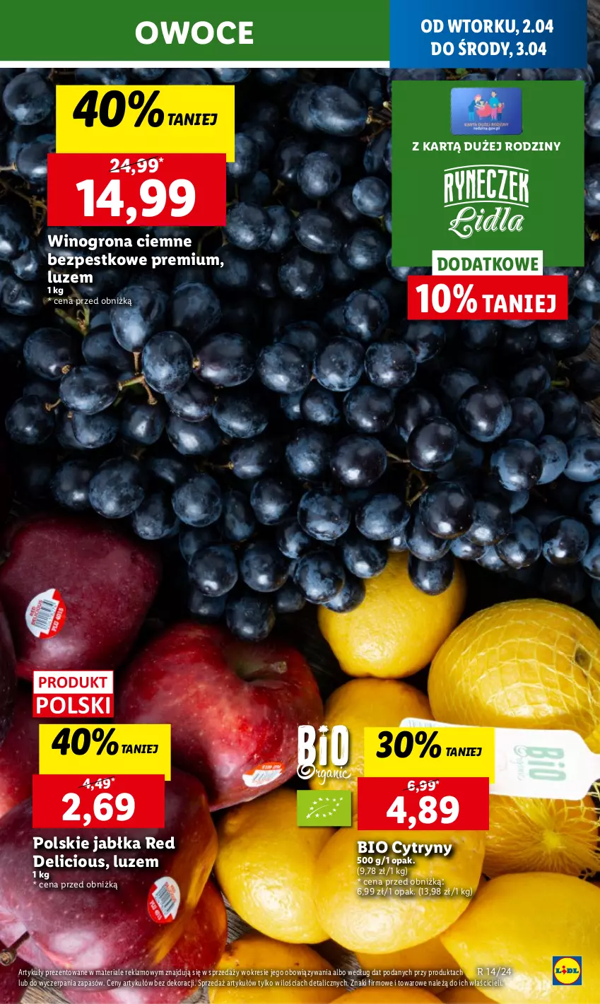 Gazetka promocyjna Lidl - GAZETKA - ważna 02.04 do 03.04.2024 - strona 15 - produkty: Chleb, Cytryny, Jabłka, Owoce, Ser, Wino, Winogrona