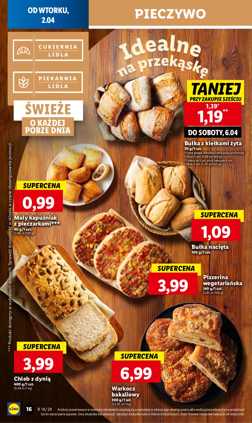 Gazetka promocyjna Lidl - GAZETKA - ważna 02.04 do 03.04.2024 - strona 18 - produkty: Bułka, Chleb, Dynią, Koc, Piec, Pieczarka, Pieczywo, Pizzerina, Por