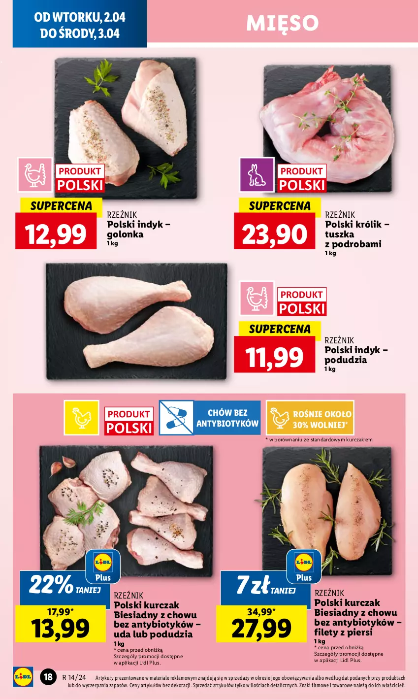 Gazetka promocyjna Lidl - GAZETKA - ważna 02.04 do 03.04.2024 - strona 20 - produkty: Królik, Kurczak, Mięso, Por, Tusz