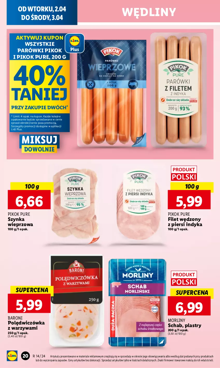 Gazetka promocyjna Lidl - GAZETKA - ważna 02.04 do 03.04.2024 - strona 22 - produkty: Morliny, Olej, Parówki, PIKOK, Pur, Szynka, Szynka wieprzowa, Warzywa