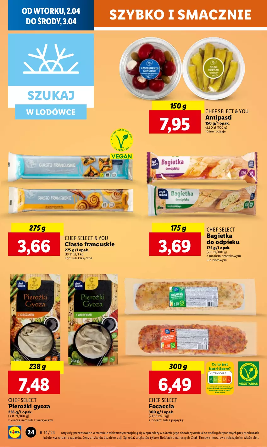 Gazetka promocyjna Lidl - GAZETKA - ważna 02.04 do 03.04.2024 - strona 28 - produkty: Bagietka, Ciasto francuskie, Focaccia, Kurczak, Warzywa, Wazon