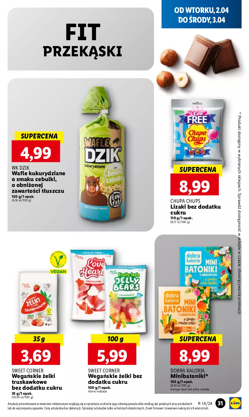 Gazetka promocyjna Lidl - GAZETKA - ważna 02.04 do 03.04.2024 - strona 35 - produkty: Baton, Chupa Chups, Lizaki, Mango, Piña Colada, Tonik, Wafle