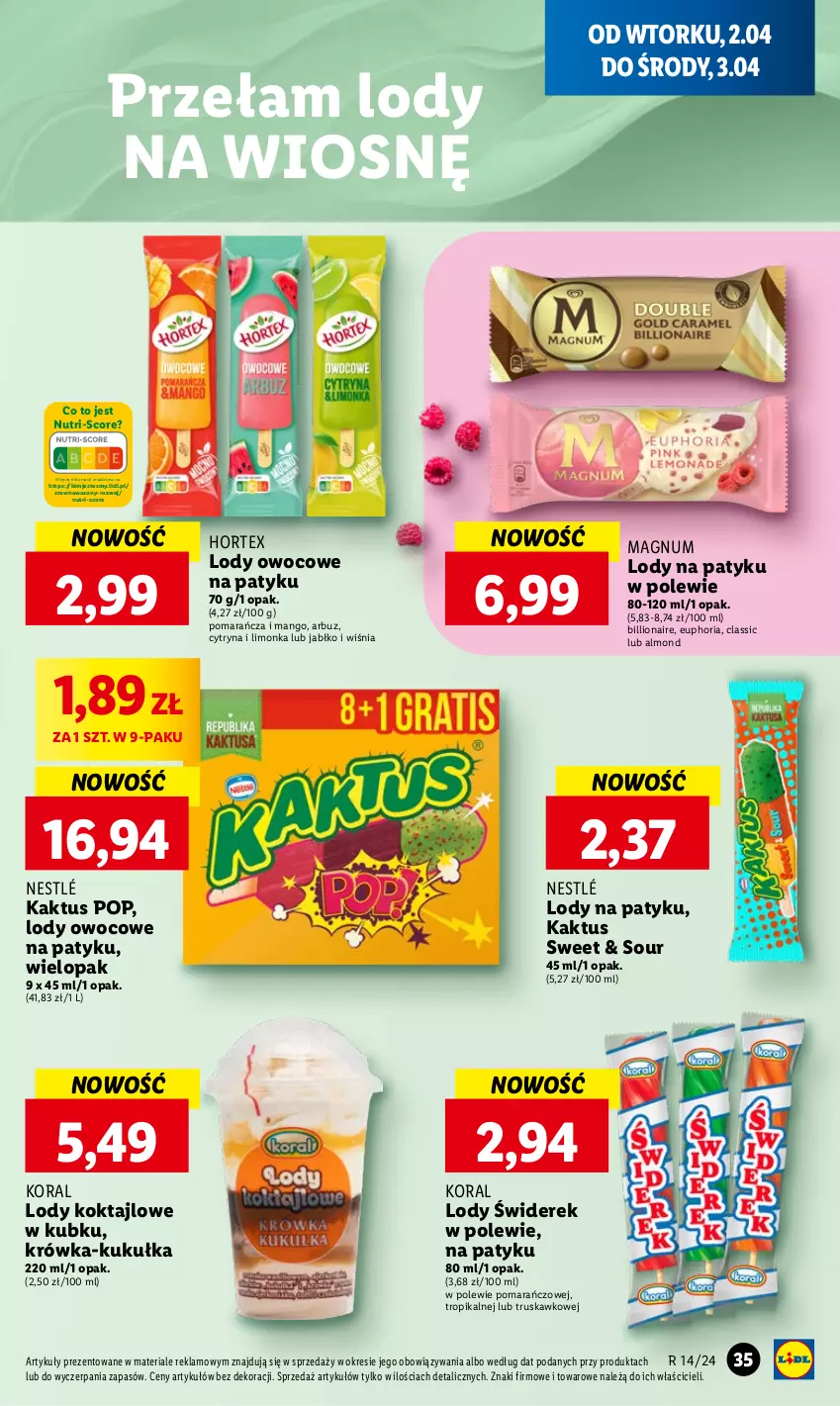 Gazetka promocyjna Lidl - GAZETKA - ważna 02.04 do 03.04.2024 - strona 39 - produkty: Arbuz, Hortex, Kaktus, Limonka, Lion, Lody, Mango, Nestlé, Wazon