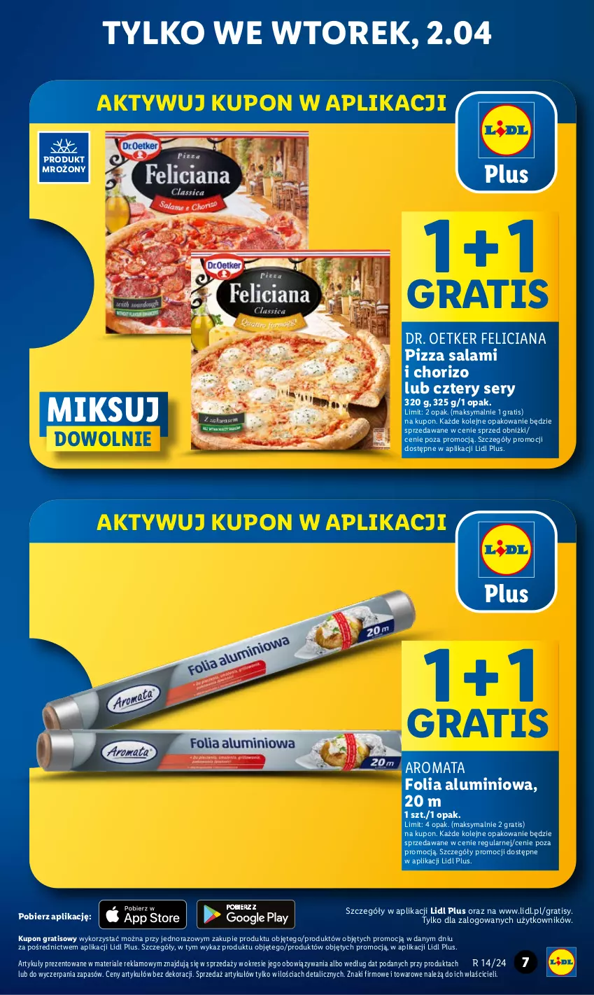 Gazetka promocyjna Lidl - GAZETKA - ważna 02.04 do 03.04.2024 - strona 7 - produkty: Dr. Oetker, Feliciana, Folia aluminiowa, Gra, Olej, Pizza, Salami, Ser